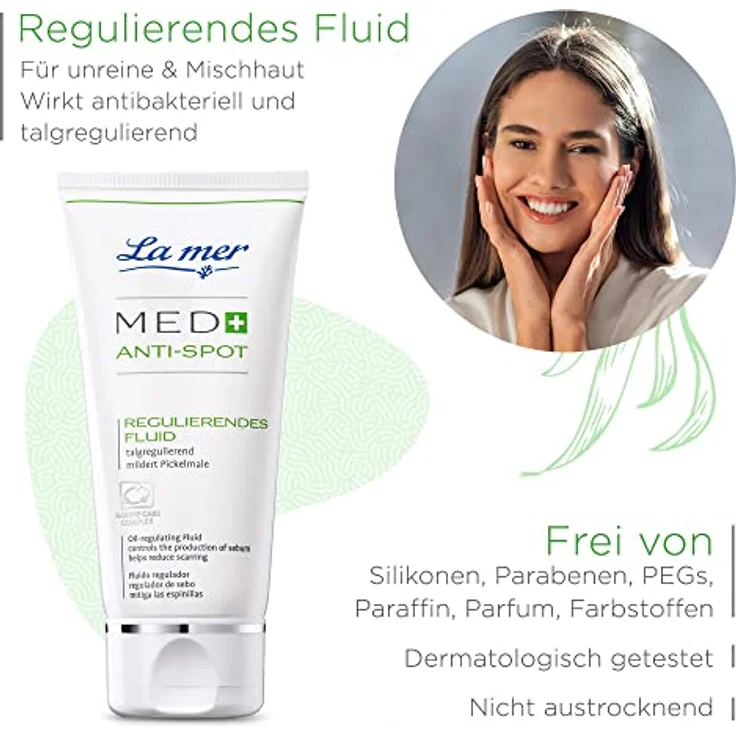 La mer MED+ Anti-Spot Regulierendes Fluid - Leichtes, regulierendes Gesichtspflege - Reduziert Pickel & Mitesser - Mildert Pickelmale - Talgregulierende - Porenverfeinernd und antibakteriell - 50 ml – Bild 3