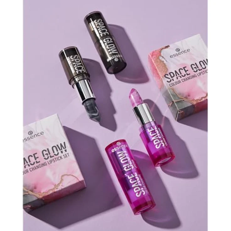 Essence Space Glow Lipstick Set, 2 Farbwechsel Lippenstifte in Weiß-Rosa und Schwarz-Weiß, 3,2 g – Bild 4