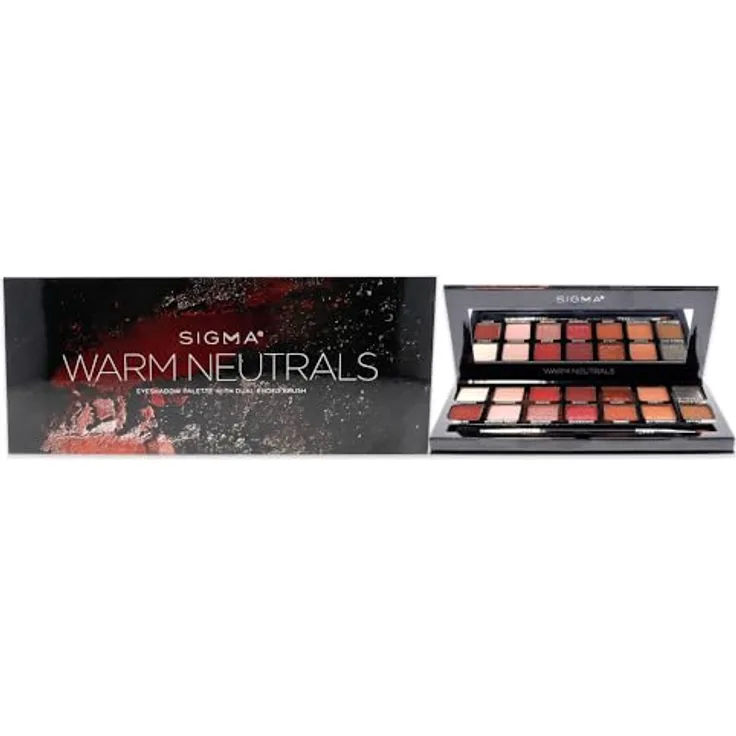 Sigma Beauty Warm Neutrals Eyeshadow Palette, Lidschatten-Palette mit intensiver Pigmentierung, 25,5 g, inkl. Spiegel und Applikator