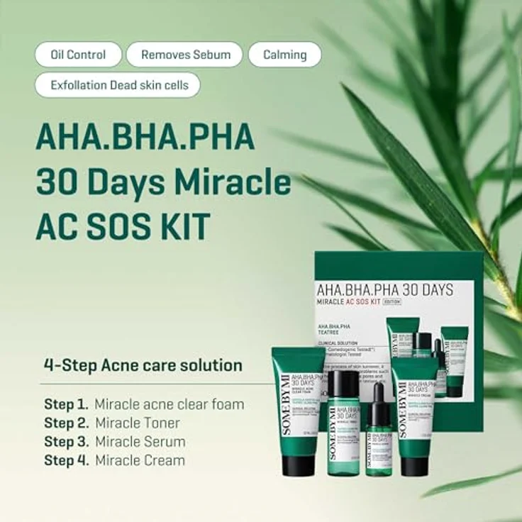 Some By Mi AHA BHA Miracle SOS Kit, Gesichtsserum mit Reinigungsschaum, Toner, Serum und Creme, 90 ml – Bild 3