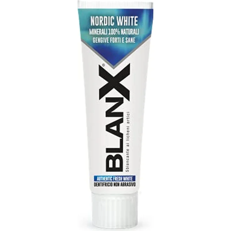 BlanX, Nordic White Zahnpasta Anti-Flecken, mit 100% natürlichen Minearls, beruhigend und regenerierend, sofortige Frische, Format 75 ml, 12 Packungen – Bild 4