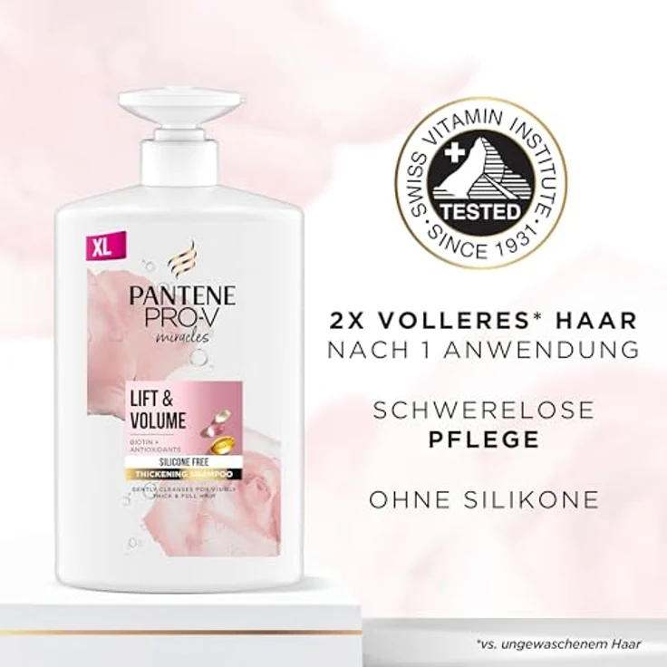 Pantene Pro-V Miracles Lift'N'Volume Shampoo, Haarvolumen für feines Haar mit Biotin, 1000 ml, silikonfrei – Bild 6