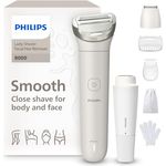 Philips Lady Shaver Series 8000, Elektrorasierer für nasse und trockene Anwendungen, kabellos mit 3 Aufsätzen und Trimmeraufsatz