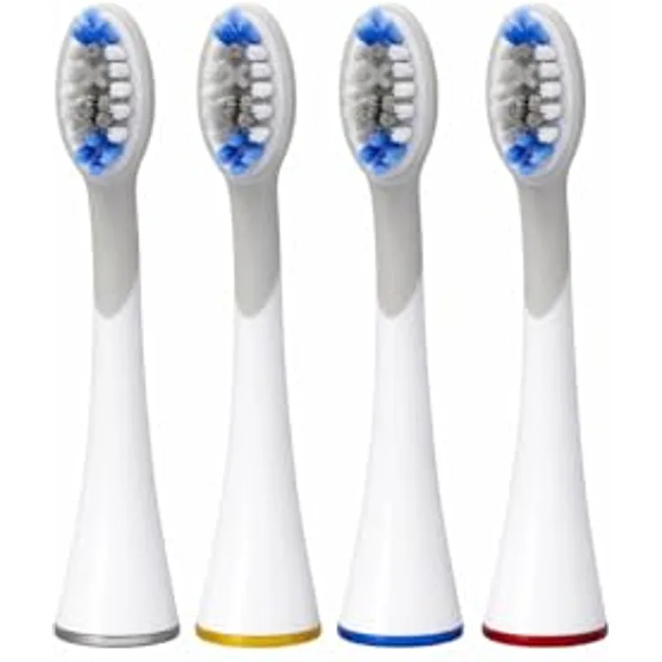 Generisch Zahnbürstenaufsätze 4er-Pack Ersatzköpfe, kompatibel mit Silk'n SonicSmile Schallzahnbürste, sanfte Reinigung, Weiß/Blau