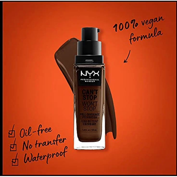 NYX Professional Makeup Can't Stop Won't Stop Full Coverage Foundation Deep Ebony 30 ml – Bild 2