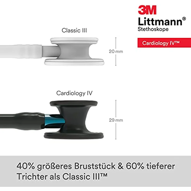 Littmann Cardiology IV Diagnostic Stethoskop Black Edition blauer Schlauchanschluss 1 Stück - Preisvergleich – Bild 3