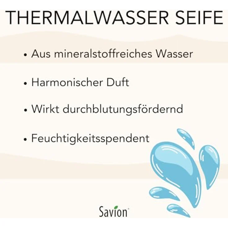 Savion Thermalwasser Körperseife, für jede Haut, Vegan, Palmölfrei, Plastikfrei, 80g – Bild 3