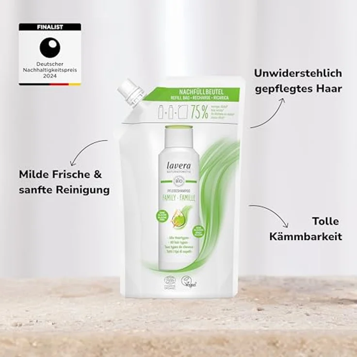 lavera Nachfüllbeutel Pflegeshampoo Family - sanfte Reinigung & milde Frische - ohne Silikone - vegan - Naturkosmetik - 500 ml – Bild 2