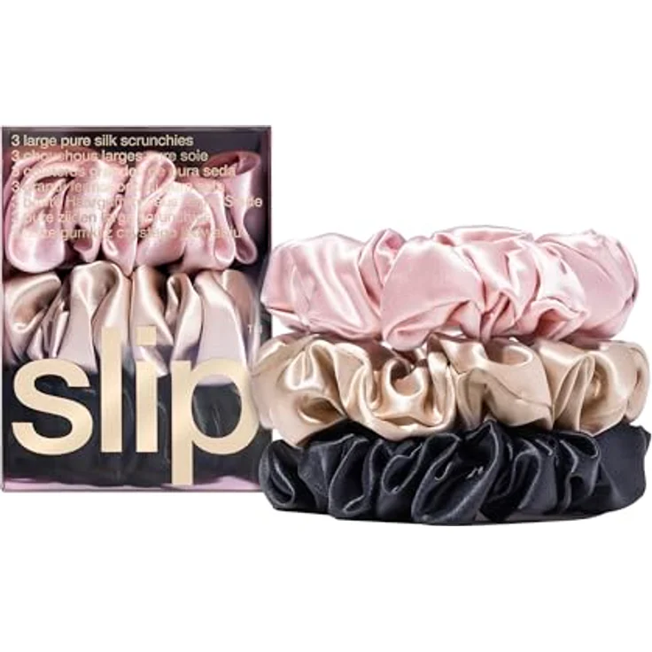 slip Pure Silk Large Hair Scrunchies, 3er Set, samtig glänzend, Haargummis für Damen – Bild 1