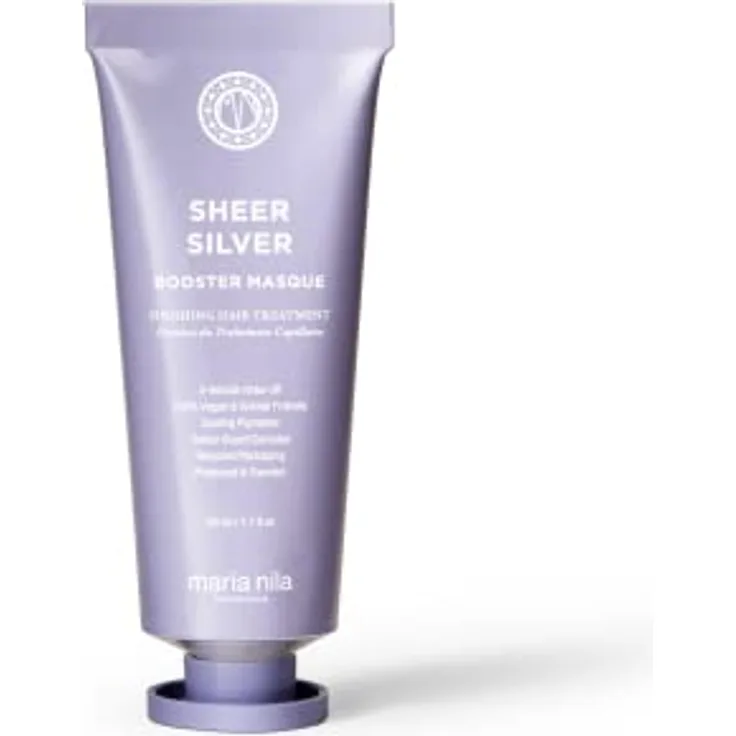 Maria Nila Sheer Silver Booster Masque, 50 ml - Intensivpflege für blondes Haar - Feuchtigkeitsspendende Anti-Gelbstich-Haarmaske - Vegan & Tierfreundlich - Reisegröße
