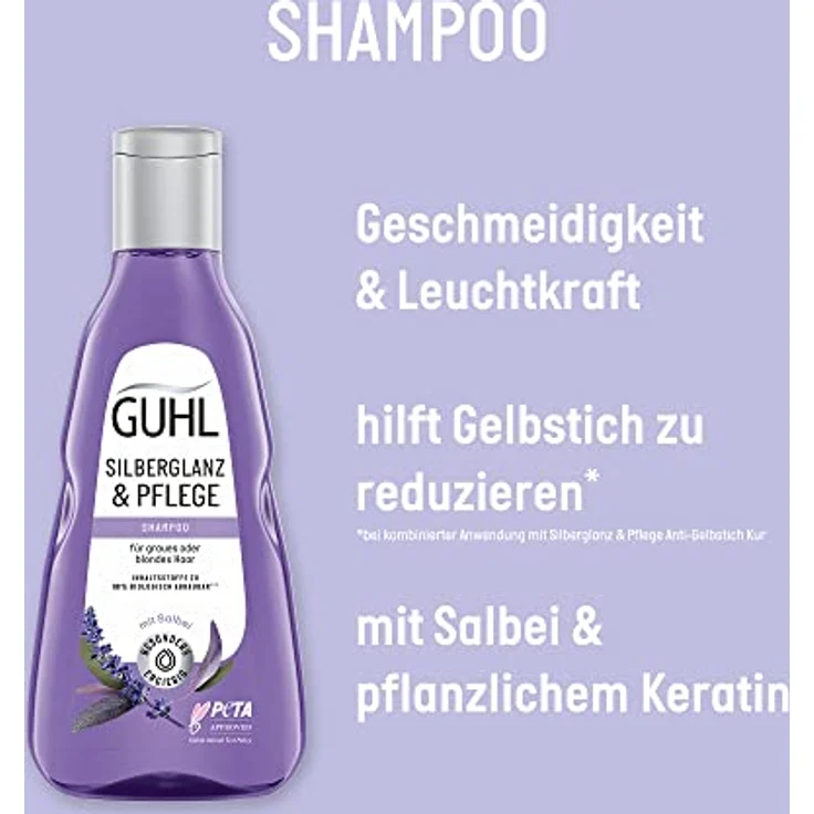 Guhl Silberglanz & Pflege Shampoo - Inhalt: 250 ml - Anti-Gelbstich und Pflege für graues und blondes Haar – Bild 3