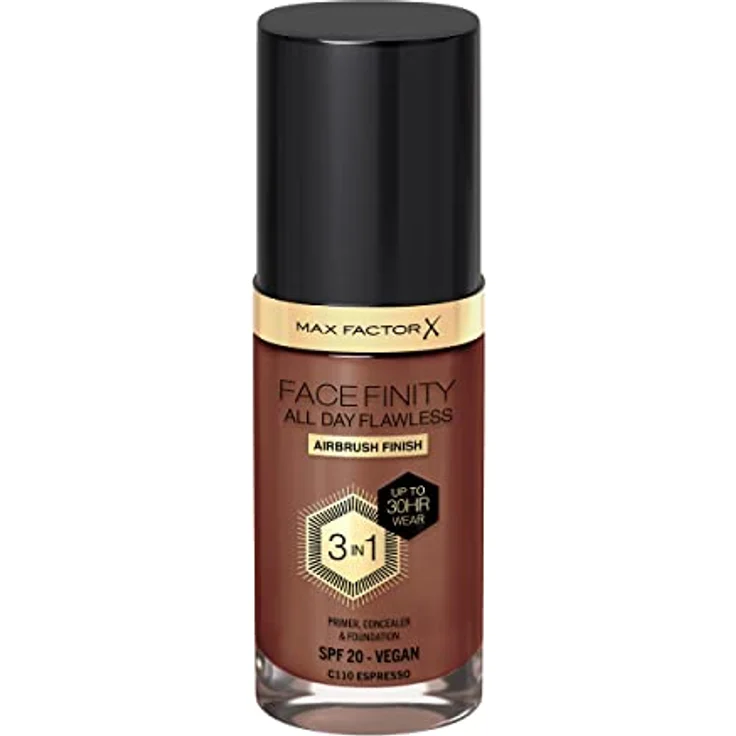Max Factor Facefinity 3-in-1 All Day Flawless Liquid Foundation LSF 20-110 Espresso 30ml – Bild 2