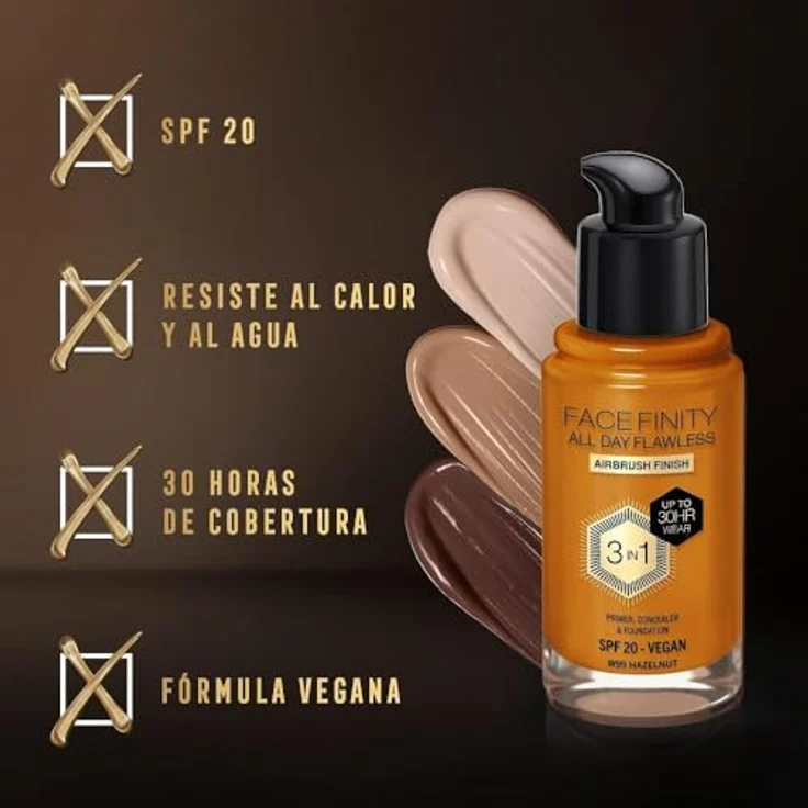 Max Factor Facefinity All Day Flawless Foundation 30 ml, 3-in-1 mit LSF 20, Farbe Hazelnut – Bild 4