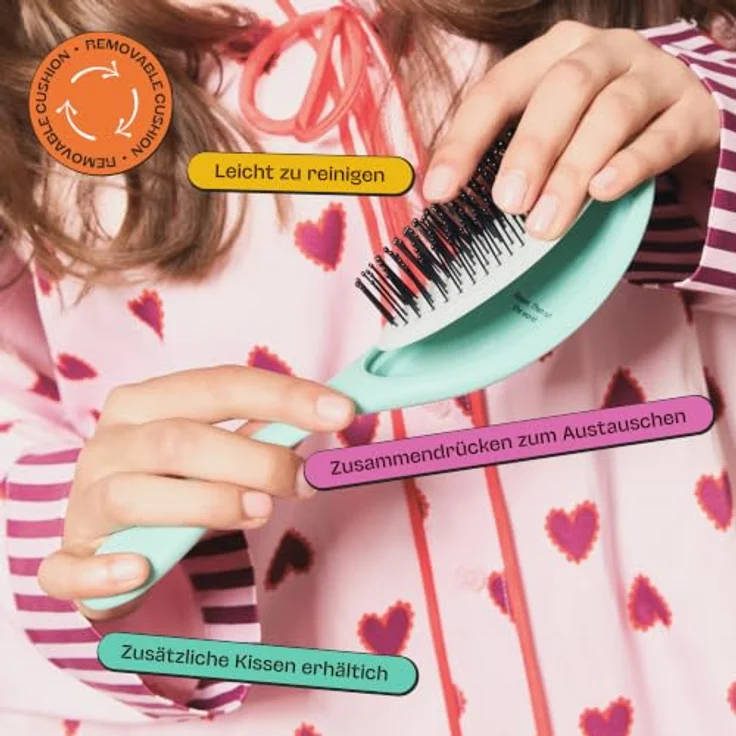 Olivia Garden Club THE RESET CUSHION Detangling & Shine Hairbrush, ergonomische mintgrüne Bürste mit flexiblen Borsten für sanftes Entwirren und natürlichen Glanz – Bild 4