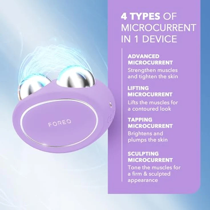 FOREO BEAR 2 Gesichtsmassagegerät mit Mikrostrom, Anti-Aging & Face Lifting, 4 Mikroström-Einstellungen, Lavendel – Bild 3