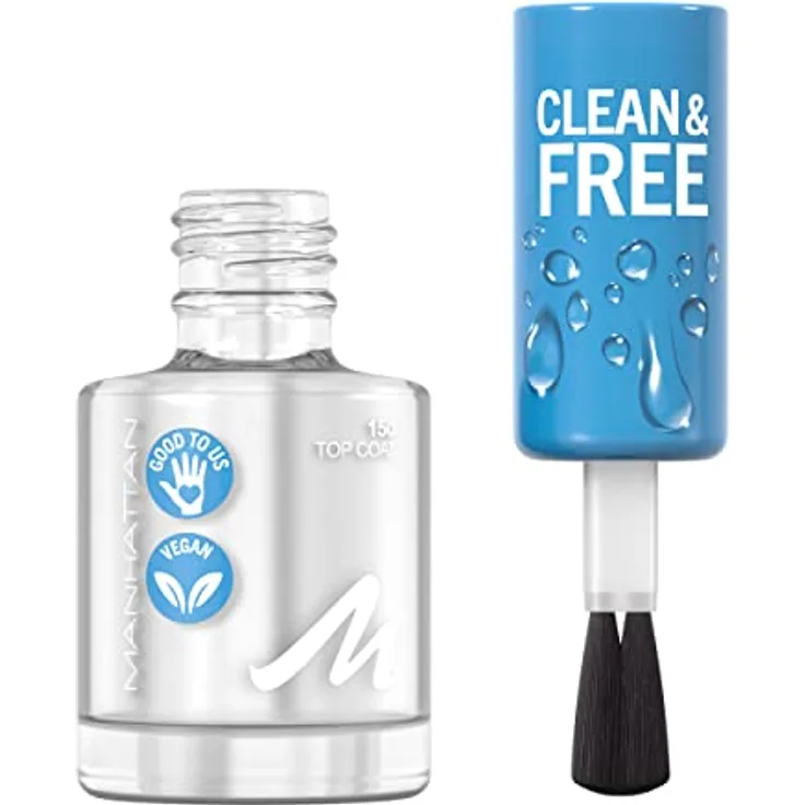 Manhattan Clean und Free Nail Polish, Fb. 150 Oxygen Wave, atmungsaktiver Nagellack, vegan, 8 ml