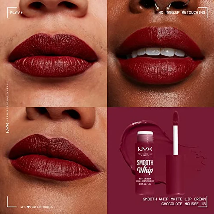 NYX Professional Makeup Smooth Whip Matte Lip Cream, seidiger Lippenstift mit glättender Wirkung, Farbton 15 Chocolate Mousse, 4 ml – Bild 3