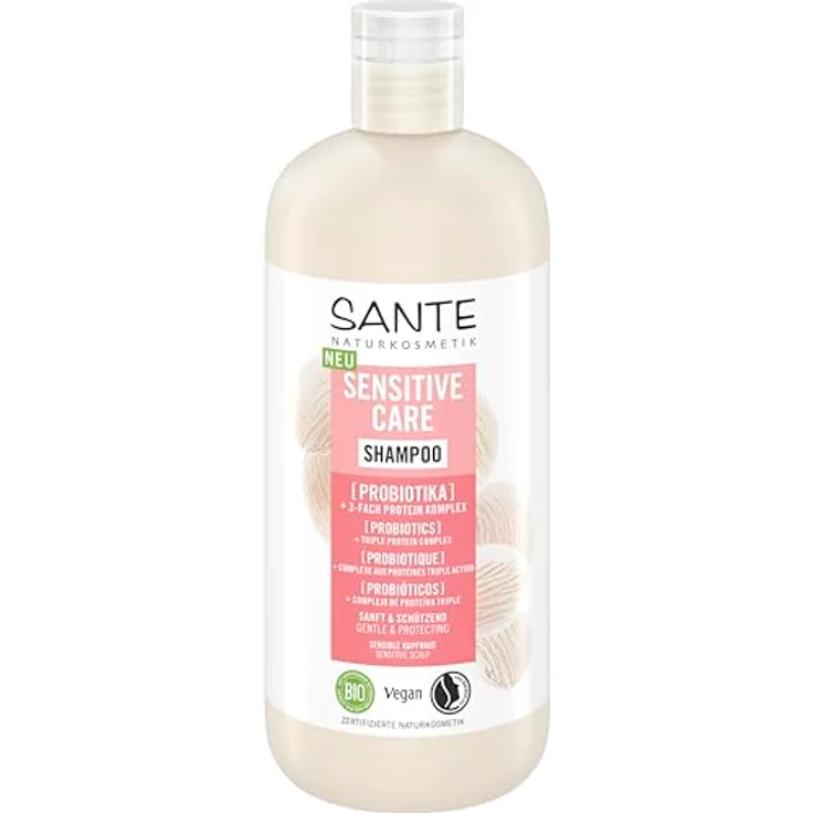 SANTE Naturkosmetik Sensitive Care Shampoo Probiotika + 3-Fach Protein Komplex, veganes Haarshampoo für gestärktes und mit Feuchtigkeit versorgtes Haar, 500 ml – Bild 1