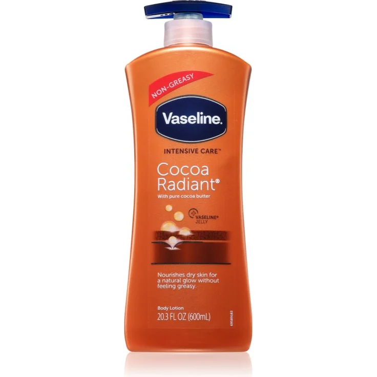 Vaseline Cocoa Radiant Body Lotion, 600 ml - intensive Feuchtigkeitspflege für trockene Haut, revitalisierende und regenerierende Wirkung