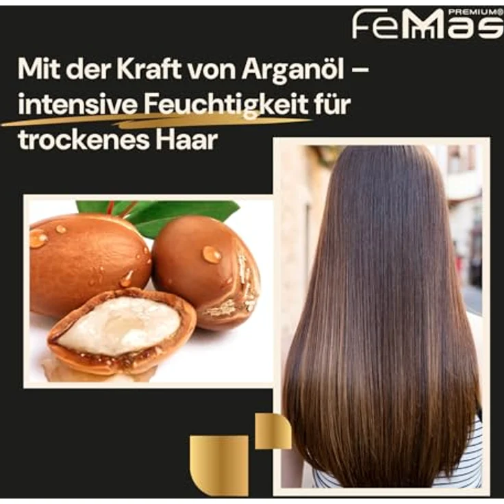 FemMas Argan & Keratin Shampoo 1000ml, pflanzliche Öle und Proteine, Friseur-Qualität mit Pumpe für gesundes und geschmeidiges Haar – Bild 4