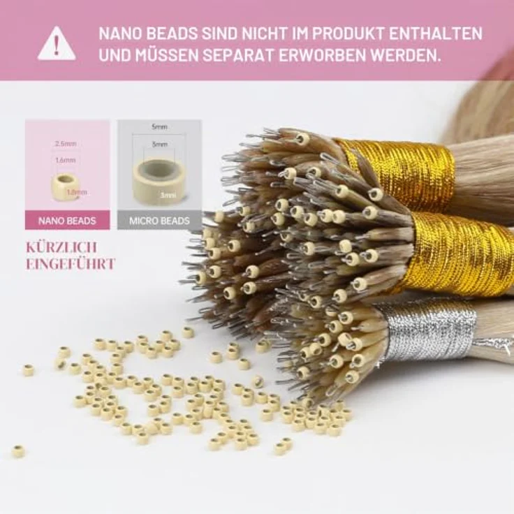 YoungSee Nanoring Extensions, Echthaar in Blond und Goldblond, 35cm, 50g, ohne Kleber oder Hitze, nahtlos und wiederverwendbar – Bild 5