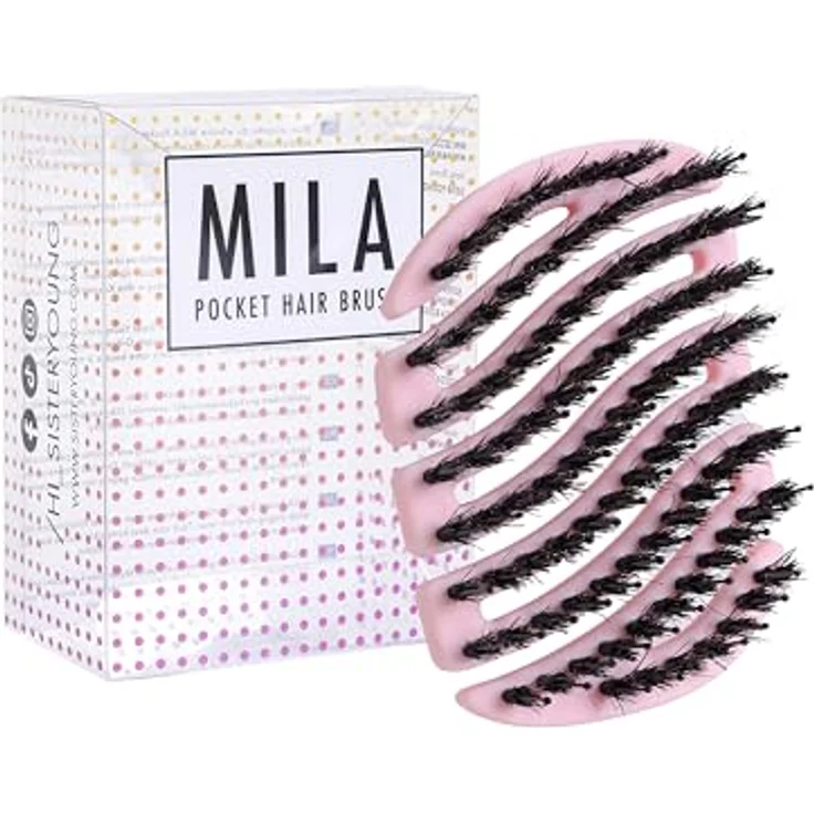 Sister Young MILA PINK BV - Mini-Bürste mit natürlichen Wildschweinborsten und Nylonstiften, No Tangle für gesundes Haarpflege – Bild 1