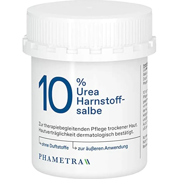 Phametra Urea Harnstoffsalbe 10% | Feuchtigkeitspflege für sehr trockene und rissige Haut | Körperpflege ohne Duftstoffe | 100g