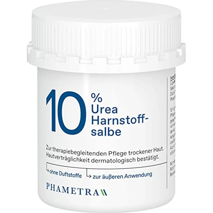 Phametra Urea Harnstoffsalbe 10% | Feuchtigkeitspflege für sehr trockene und rissige Haut | Körperpflege ohne Duftstoffe | 100g
