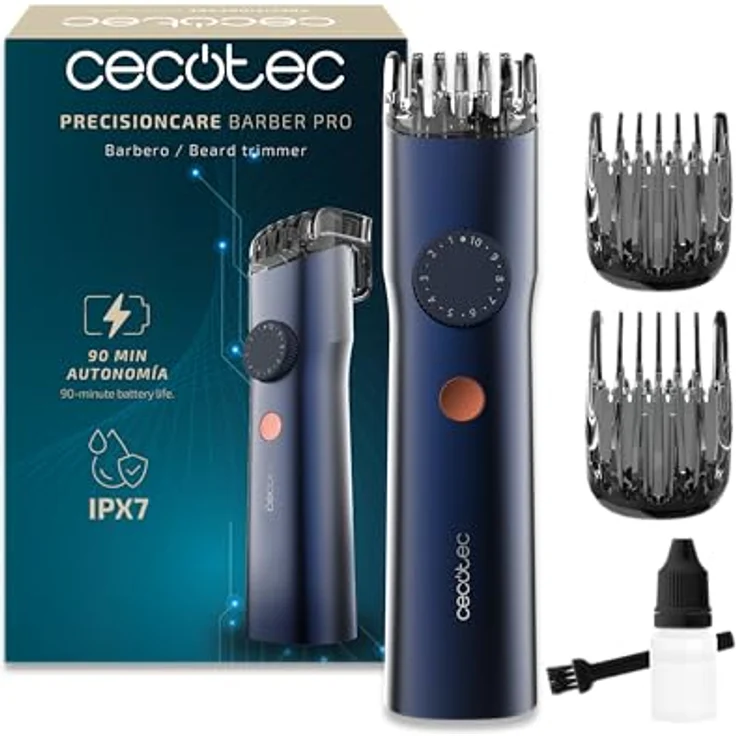 Cecotec PrecisionCare Barber Pro, Bartschneidemaschine mit japanischen Edelstahlklingen, verstellbarem Führungskamm (0,5-20 mm), Akku 90 min, IPX7, LED-Display – Bild 1