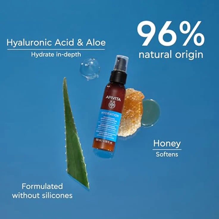 Apivita Hyaluronic Hydra Leave In Conditioner, 100 ml, feuchtigkeitsspendender Conditioner ohne Ausspülen für geschmeidiges Haar – Bild 3