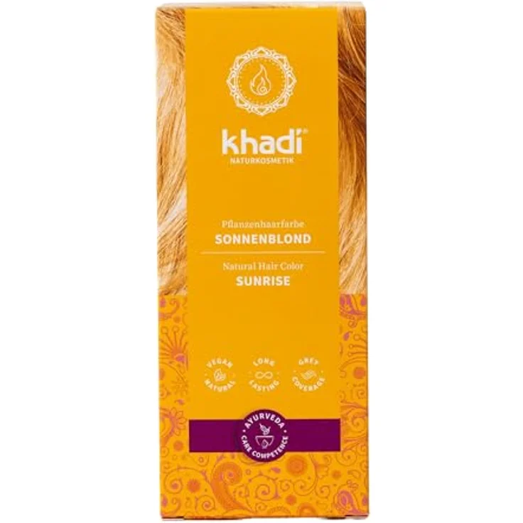 khadi Pflanzenhaarfarbe Sonnenblond 100g I Haarfarbe für warmes, sommerliches Blond I Naturhaarfarbe 100% pflanzlich – Bild 2