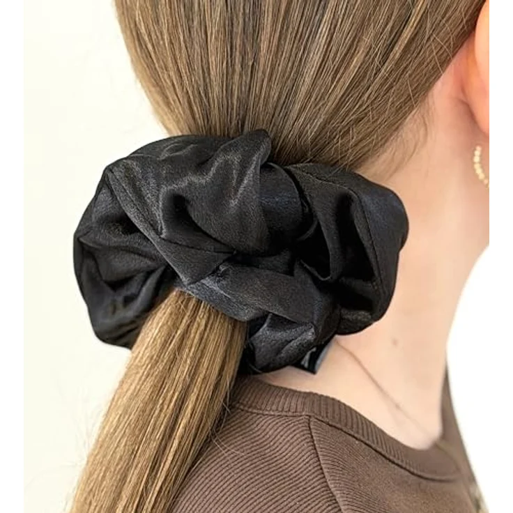 Sister Young LILU BLACK Scrunchie Haargummi aus satiniertem Polyester, sanft zum Haar, universelle Größe, elegantes Design – Bild 6