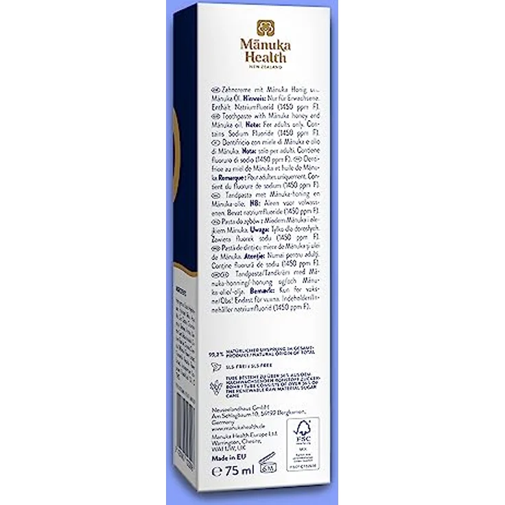 Manuka Health - Manuka Honig Zahncreme mit MGO 250+ Honig und Manuka Öl mit Fluorid, Natürlicher Minzgeschmack, Ohne Titandioxid, Ohne Schäumungsmittel (SLS), 75ml – Bild 3