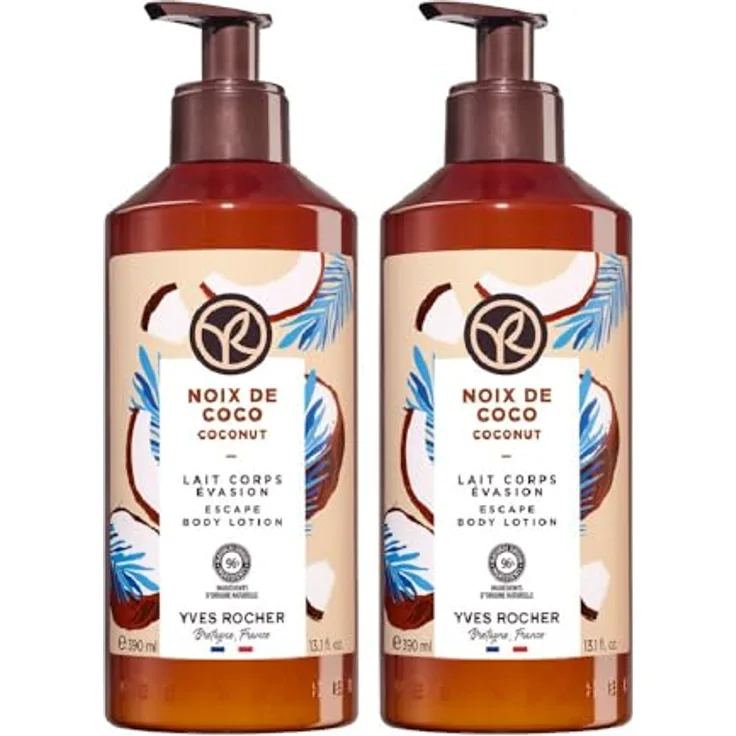 Yves Rocher Bain de Nature Bodylotion Coconut, 390 ml, vegane Formel mit langanhaltender Feuchtigkeit und Geschmeidigkeit