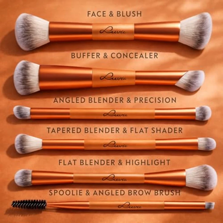 Luvia Cosmetics Gesichtspinsel Duo Voyage Sunset Crush, Concealer-Pinsel Set für Damen mit Buffer und Duo Glam Pouch – Bild 3