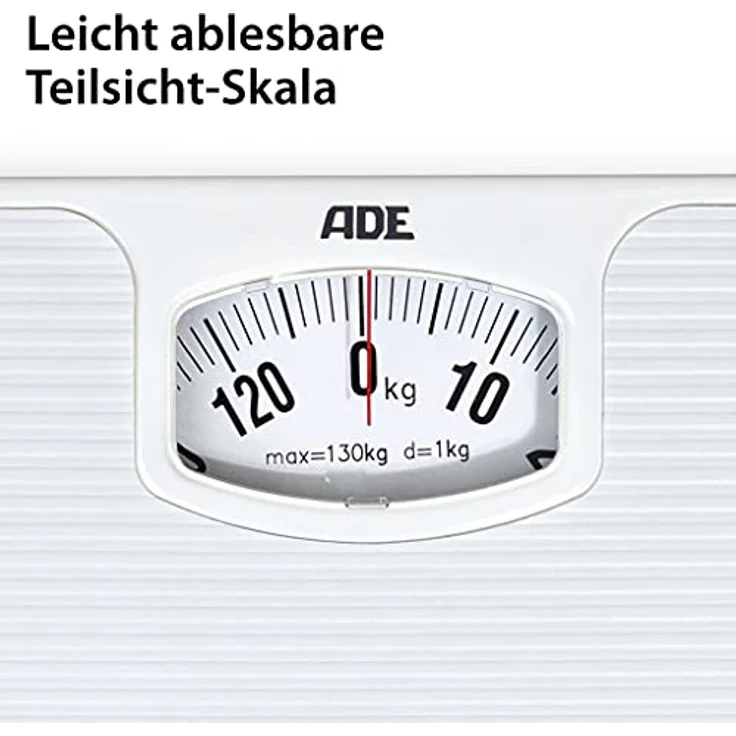 ADE Mechanische Personenwaage BM 707 Nina, Analoge Badezimmerwaage aus hochwertigem ABS, Kunststoff in strahlend weißer Farbe, Massiver Metallmechanismus, leicht ablesbare Skala, Weiß – Bild 6
