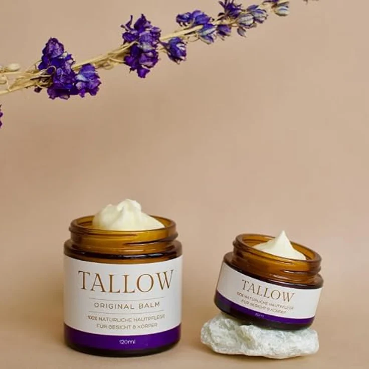 Tallow TALLOW ORIGINAL BALM LAVENDEL, 100% Bio Rindertalg Creme für Hautpflege, 120 ml - natürliche Feuchtigkeitscreme von grasgefütterten Rindern aus der Bodenseeregion – Bild 1