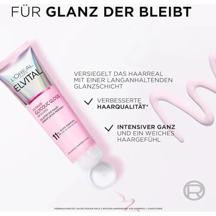 L’Oréal Paris Elvital Glycolic Gloss Conditioner, Spiegelglanz Spülung für geschädigtes Haar, Unisex, 150 ml – Bild 5
