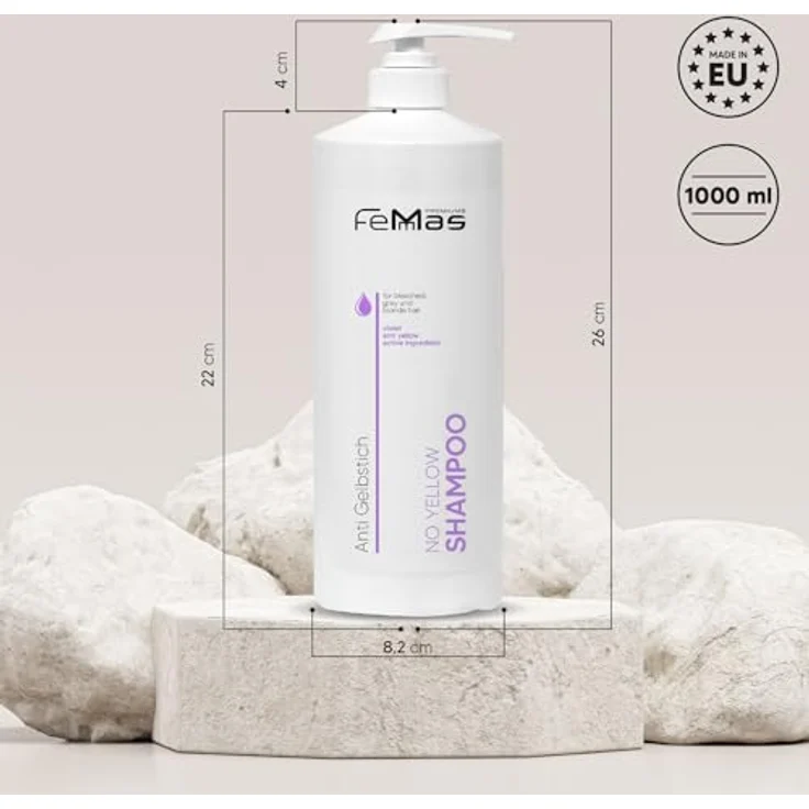Femmas No Yellow Shampoo (1000ml) - Anti-Gelbstich-Wirkstoffe für blondiertes, graues und aufgehelltes Haar – Bild 3