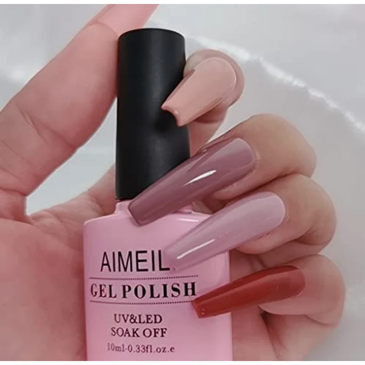 AIMEILI UV LED Gellack Set Nummer 30, mehrfarbiger ablösbarer Gel Nagellack, 6 x 10ml, 21 Tage Hochglanz-Halt, kratzfest, Spiegelglanz-Finish – Bild 4