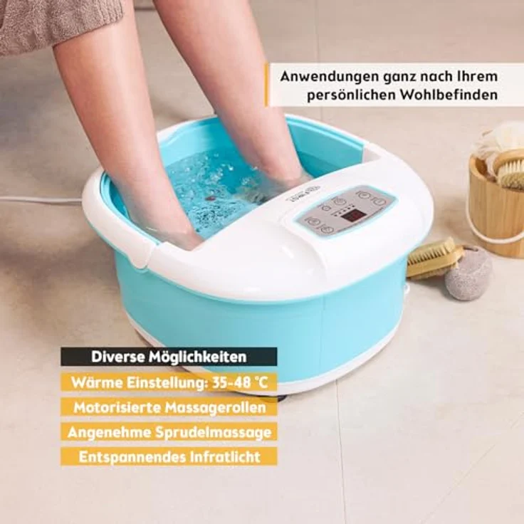 TZS FIRST AUSTRIA Fußbad Profi Fußsprudelbad, 450W mit Infrarot, Heizfunktion, 6 Massagerollen, Vibrations- und Luftblasenmassage, für Schuhgröße bis 47 – Bild 4