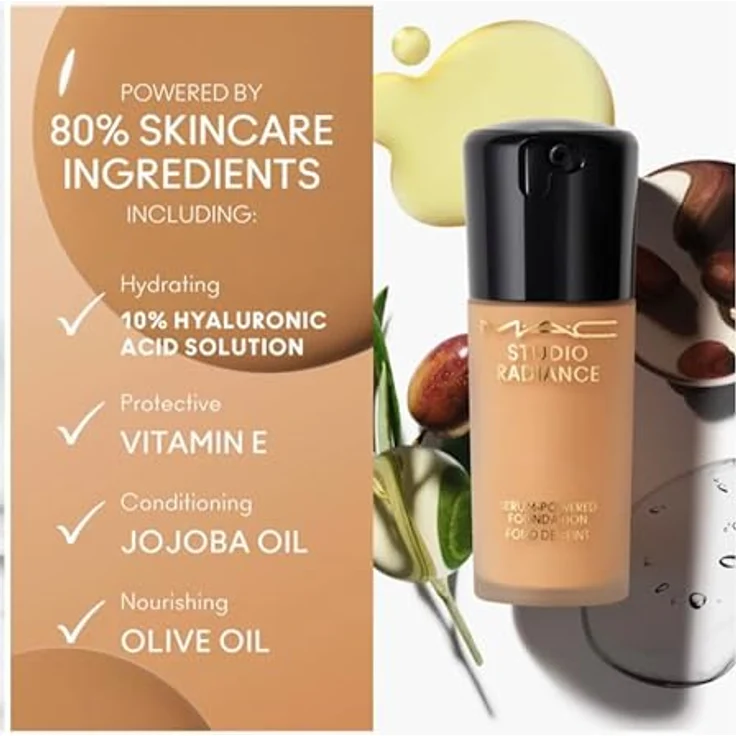 MAC Cosmetics Studio Radiance Serum-Powered Foundation, hydratisierendes Make-up mit Langzeiteffekt, Farbton NC35, 30 ml – Bild 5