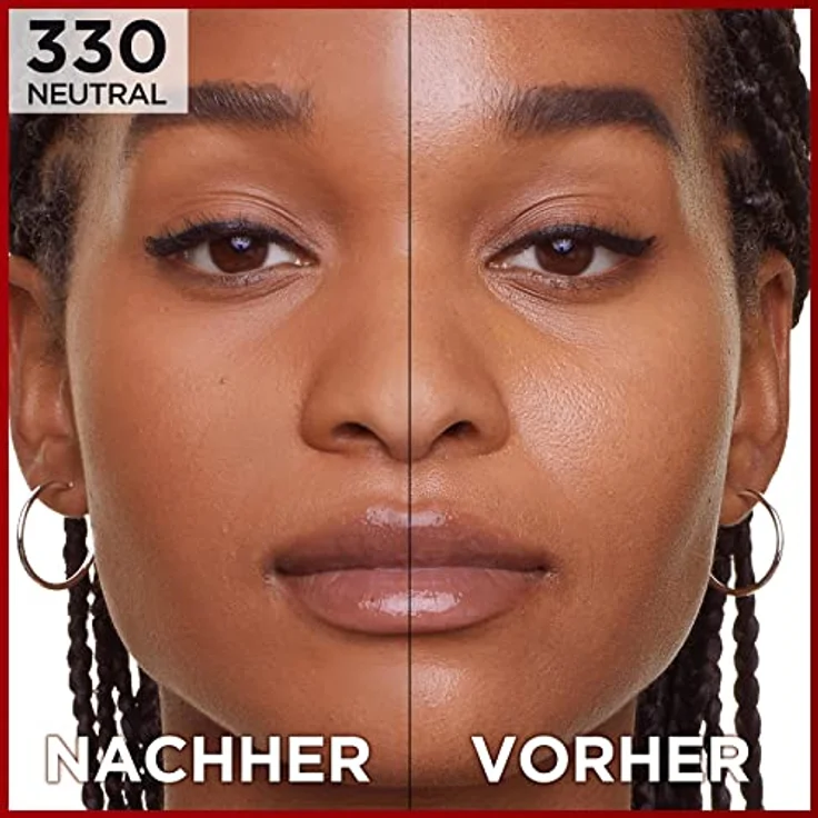 L'Oréal Paris Make up, Wasserfest und langanhaltend, Mattierende, flüssige Foundation mit hoher Deckkraft, Formel mit 4% Niacinamiden, Infaillible 32H Matte Cover, Nr. 330 Neutral, 1 x 30 ml – Bild 3