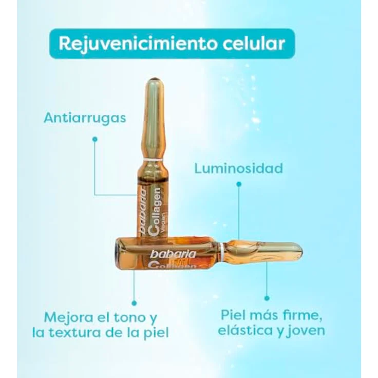 Babaria Collagen Vegan Ampoules, Gesichtsserum mit 5 x 2ml für Hautelastizität und Faltenreduktion – Bild 2