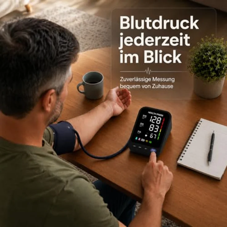 Health Press Blutdruckmessgerät Oberarm, Präzise Blutdruckmessung, großes LED-Display, Speicher für 2 Personen, Herzrhythmus-Erkennung – Bild 2
