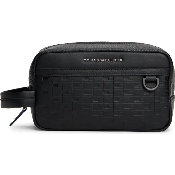 Tommy Hilfiger TH Modern Monogram Kulturbeutel, 22 cm, schwarz, 100% Polyurethan