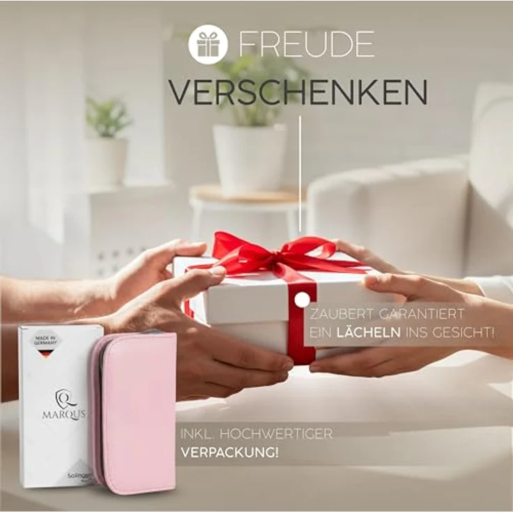 marQus Maniküre Set Solingen, 6-teiliges Nagelset aus glanzvernickeltem Stahl im Kunst-Leder Etui, handlich und weich für Damen und Herren – Bild 4