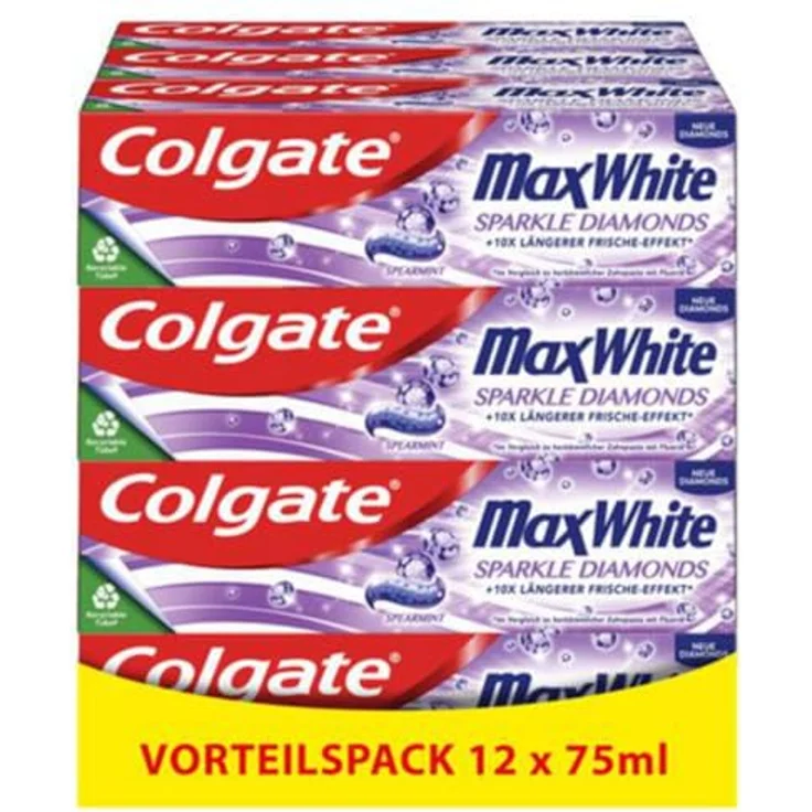 Colgate Max White Sparkle Diamonds Zahnpasta, 12er Pack (12 x 75 ml) – Bild 2