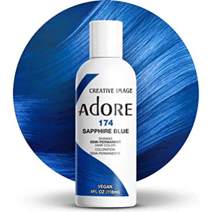 Adore Shining Semipermanente Haarfarbe, Saphirblau (174), 118 ml - Lebendige, glänzende Farbe für ein sinnliches Haargefühl