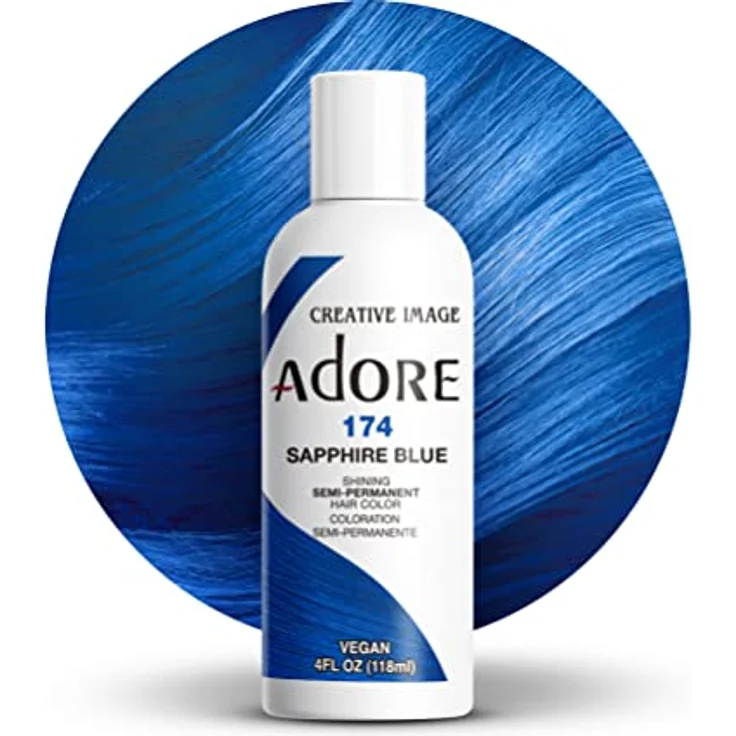 Adore Shining Semipermanente Haarfarbe, Saphirblau (174), 118 ml - Lebendige, glänzende Farbe für ein sinnliches Haargefühl – Bild 1